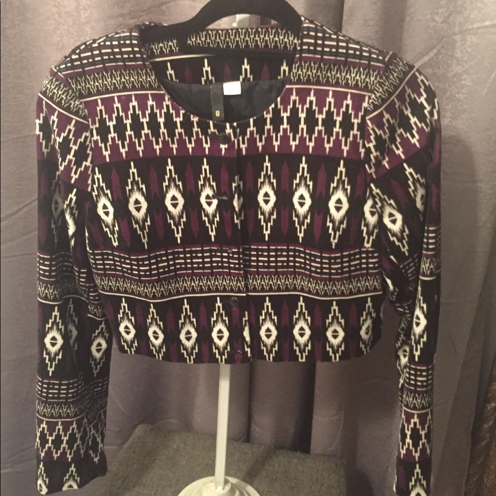 H&M crop velvet southwestern style jacket